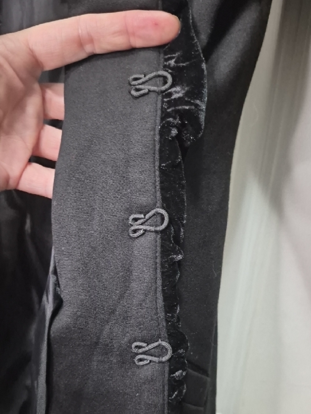 INC International Concepts Black Dress Coat with Velvet Trim - Picture 9 of 12